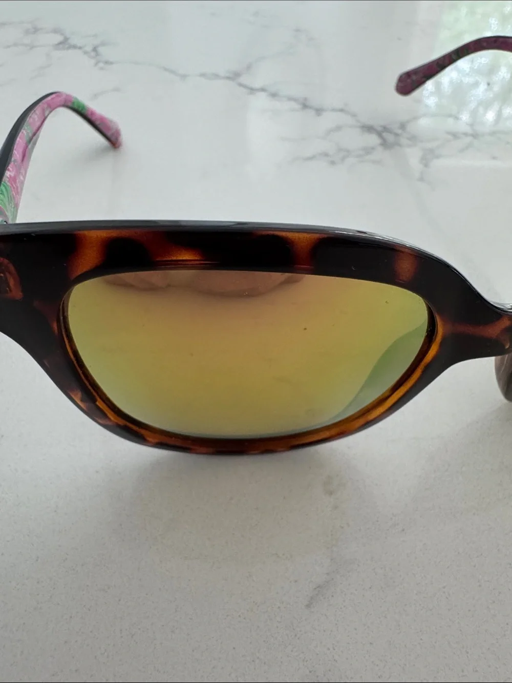 Lilly Pulitzer Tortoise Frame Sunglasses with Gold Mirrored Polarized Lenses